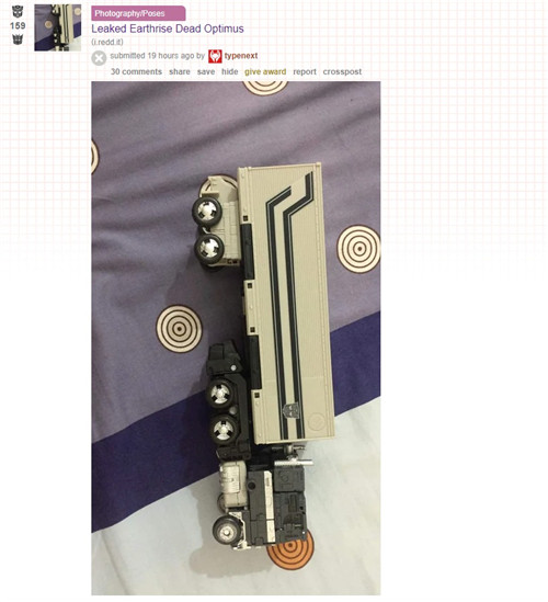 Reddit論壇用戶爆料Earthrise地出擎天柱之死黑色版擎天柱